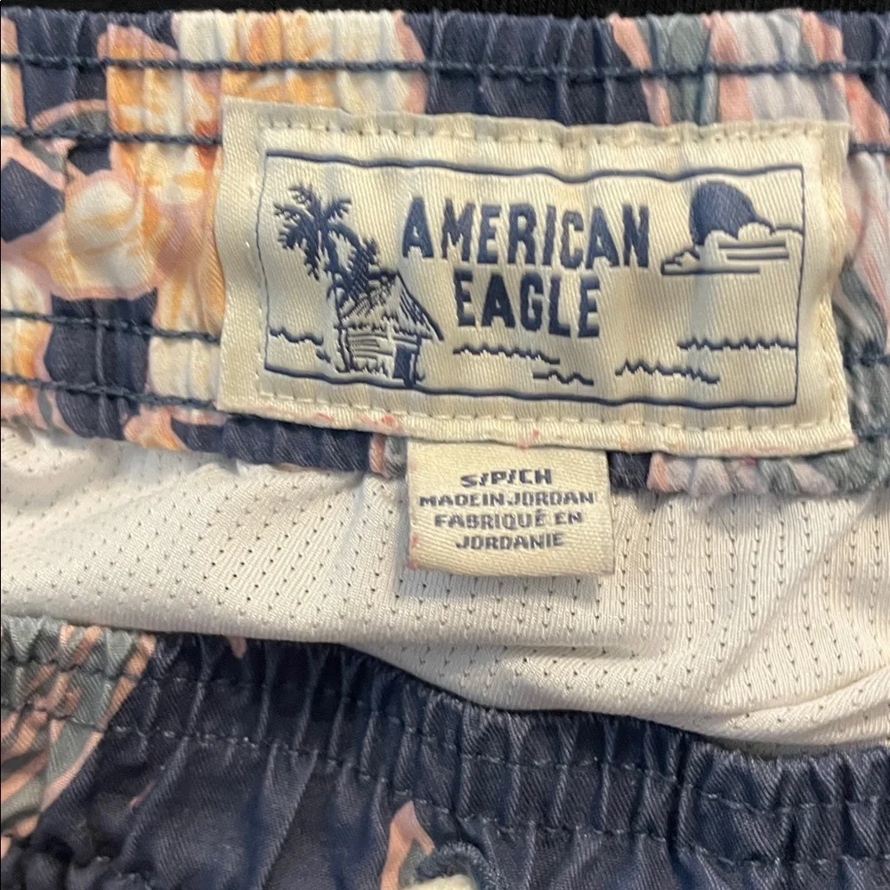 X6- Small Sm S American Eagle Outfitters Navy Floral Swim Trunks
